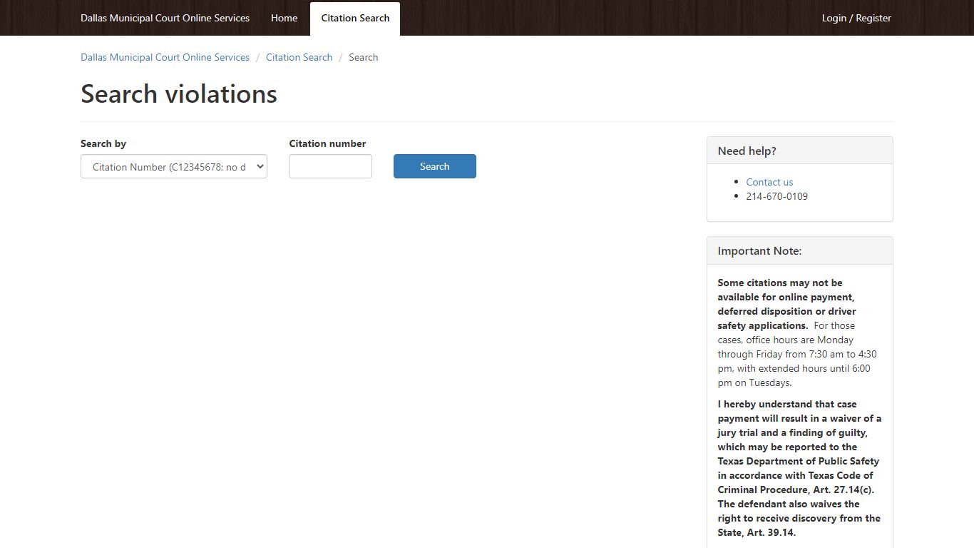 Search - Search violations - Citation Search - Dallas Municipal Court ...